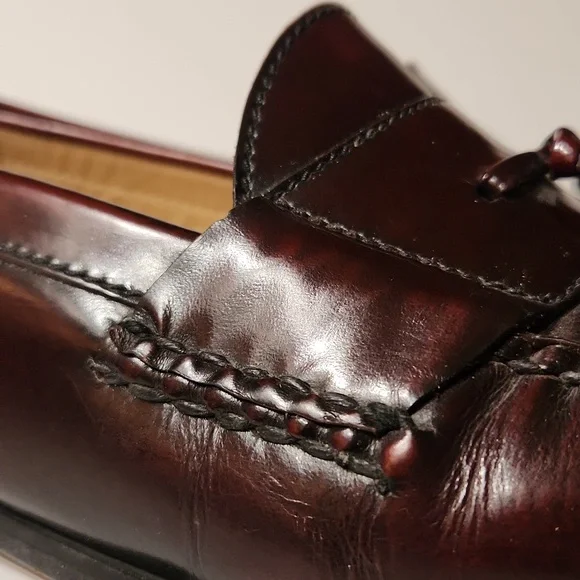 Cole Haan Burgandy Pinch Tassel Moc-Toe Loafers Size 10 - Picture 5 of 15